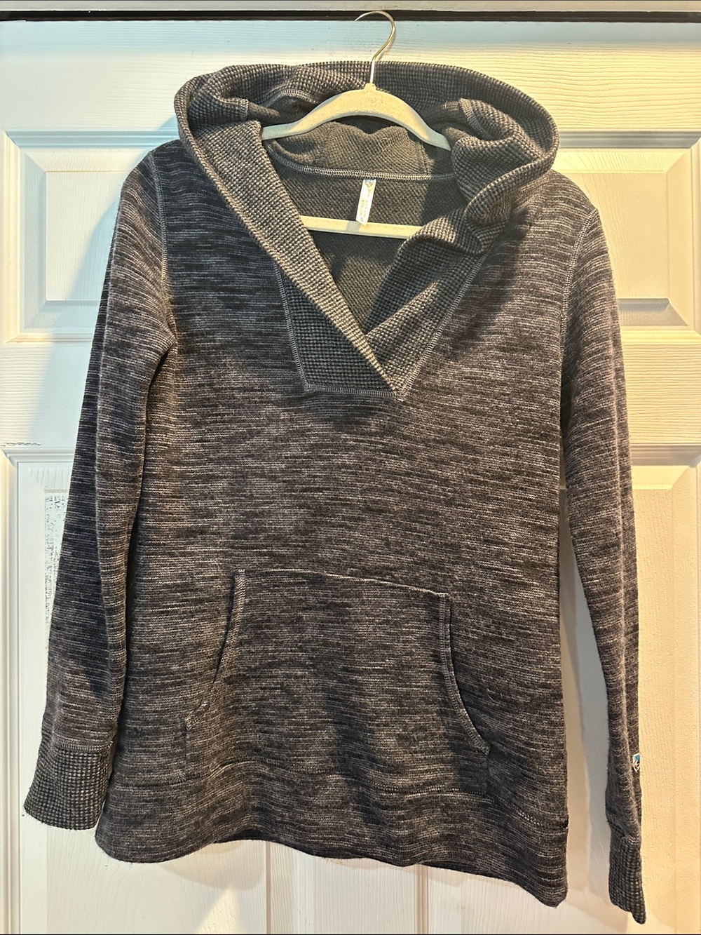 Kuhl Isla Wool Blend Hooded V-Neck Sweater S Pockets